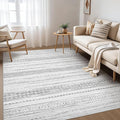 Nakagishi Area Rug Living Room Rugs: 4X6 Machine Washable Boho Large Neutral Farmhouse Stain Resistant Moroccan Indoor Floor Carpet for Bedroom Nursery Dorm Dining Room Home-Color Gray