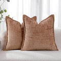 HPUK Fall Chenille Soft Throw Pillow Covers 18x18 Set of 2, Accent Cushion Covers for Living Room, Bedroom, Decorative Solid Color Pillow Covers for Couch, Sofa, Chair, Coral
