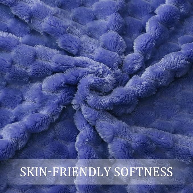 Exclusivo Mezcla Fleece Throw Blanket for Couch, Extra Large Fuzzy Cobalt Blue Bed Blankets, Soft Cozy Plush Sofa Throws for All Seasons, 50x70 Inches