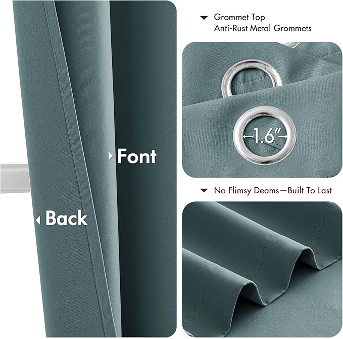 MIULEE Dusty Blue Blackout Curtains for Bedroom Living Room 84 Inches Long 2 Panels, Thermal Insulated Room Darkening Drapes Solid Grommet Noise Reduction Light Blocking Window Treatments 40x84 inch
