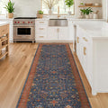 Hazo Haus Navy Blue Runner Rug 2x7 for Kitchen, Hallway, Mudroom, Laundry Room, Bathroom, Washable Non Slip Non Skid Rubber Backing Low Pile Stain Resistance