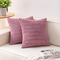 Pack of 2 Corduroy Decorative Throw Pillow Covers 22x22 Inch Soft Striped Pillow Covers Modern Farmhouse Home Decor for Sofa Living Room Couch Bed（Pink）