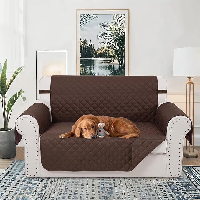 Reversible Loveseat Sofa Covers Couch Cover Furniture Protector(Loveseat Small,Chocolate/Chocolate)