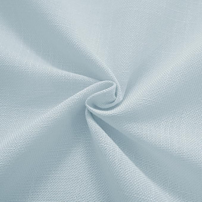 Sky Blue Curtains 90 inch Length for Bedroom Back Tab Light Filtering Semi Sheer Blue Living Room Curtains Linen Cotton Textured Drapery Panel Aesthetic Decor Light Blue 52x90