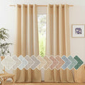 NICETOWN Linen Burlap Curtains for Farmhouse 120 inch Length, Grommet Privacy Added with Light Filtering Linen Weave Window Treatments for Bedroom/Living Room, W55 x L120, Set of 2