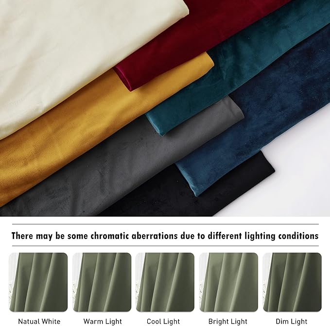 RYB HOME Sage Green Velvet Curtains with Hook Tape, Thermal Insulated Privacy Protect Decorative Drapes for Home Theater, W 52 x L 72 inches, 2 Panels Set