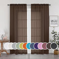 OWENIE Sheer Chocolate Curtains, Sheer Curtains 90 Inches Long 2 Panels Set, Rod Pocket Voile Fimly Sheer Drapes for Living Room/Bedroom, 2pcs, Chocolate, Each 42" W x 90" L