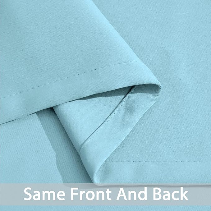 Yakamok Blackout Window Valances for Kitchen Thermal Insulated Blackout Grommet Top Curtain for Bedroom,Sky Blue, 52x36 Inch, 2 Panels