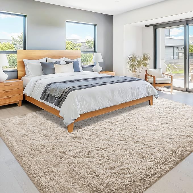 8x10 Area Rugs for Living Room: Fluffy Shag Soft Washable Rug Large Fuzzy Plush Indoor Carpet for Bedroom Nursery Playroom Kids Girls Boys Room (Camel, 8'x10')