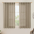 LAMIT Semi Sheer Linen Curtains 45 Inches Long, Light Filtering Panels Back Tab and Rod Pocket Country Decor Drapes for Farmhouse/Window/Bedroom, Taupe, 2 Panels, 52 x 45 Inch