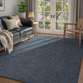 FinRèc 4x6 Washable Area Rugs for Bedroom Living Room, Low Pile Thin Rug Solid Color, Non-Slip Carpet Indoor for Home Decor (Navy Blue)