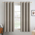 MIULEE Linen Curtains for Bedroom Solid 100% Blackout Thermal Insulated Greige Curtains Grommet Room Darkening Drapes for Living Room Nursery 52x63 Inch (2 Panels)