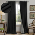 Long Black Curtains for Living Room Modern Farmhouse Linen Black Out Drapes for Bedroom Floor Length 102 Inch Curtain Panels Burg for 103 Inch Window Sound Deadening Thermal Patio Door 2 Panels 52x102