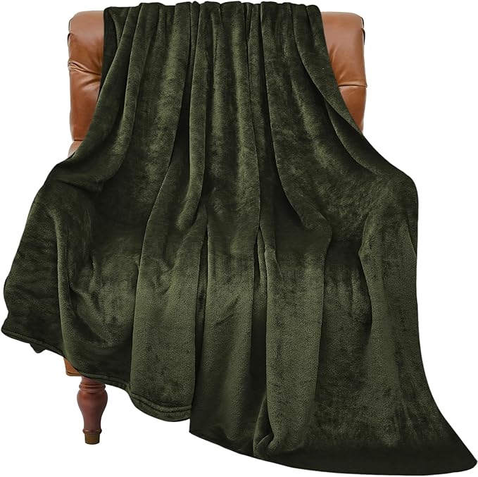 BEDELITE Fleece Blanket Twin Size Olive Green Throw Blankets for Couch & Bed, Luxury Plush Cozy Fuzzy Blanket 60x80 inches, Super Soft Warm Lightweight Throw Blanket for Travel Camping