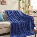 inhand Navy Fleece Twin Blanket, Super Soft Flannel Cozy Blankets for Adults, Lightweight Leaves Pattern Fuzzy Blanket for Couch Sofa Bed Office, Warm Plush Blankets for All Season, 60x90 Inches
