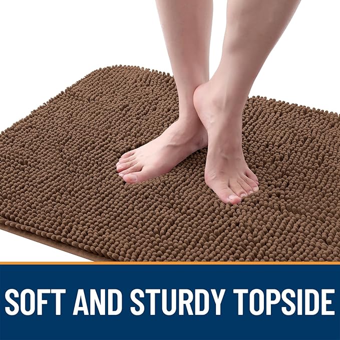 OLANLY Dog Door Mat for Muddy Paws 47x24, Absorbs Moisture and Dirt, Absorbent Non-Slip Washable Doormat, Quick Dry Chenille Mud Mat for Dogs, Entry Indoor Entryway Carpet for Inside Floor, Mocha