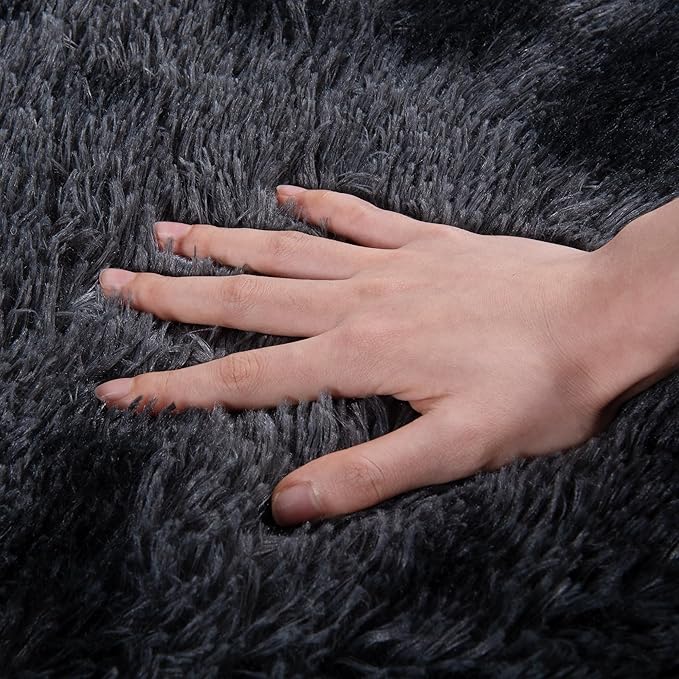 8x10 Area Rugs for Living Room, Ultra Soft Large Shag Bedroom Rug Upgrade Non-Slip Plush Modern Fluffy Carpet for Kids Boys Girls Room Home Decor Aesthetic, Dark Grey