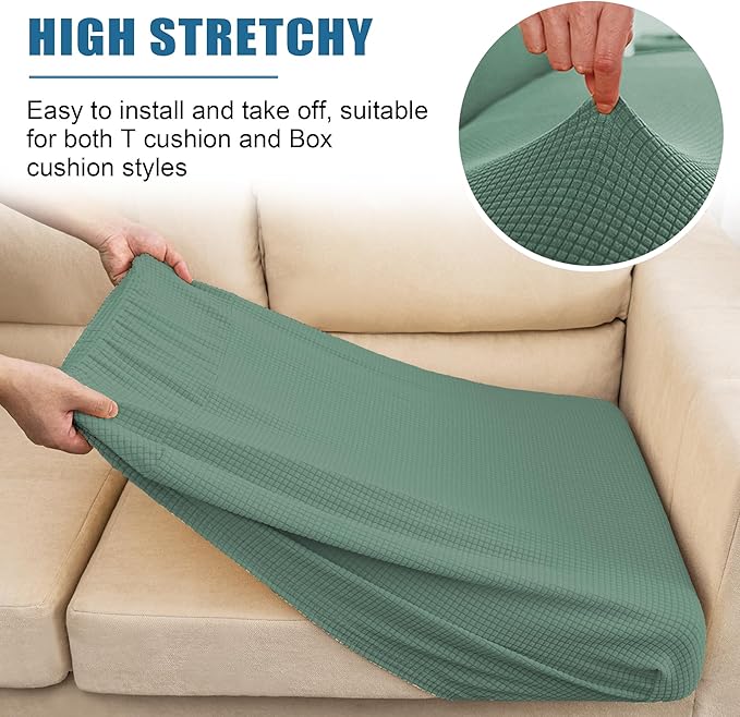 Water-Repellent Sofa Cushion Slipcovers Couch Cover, Couch Cushion Cover for Camper Dinette, Pet Furniture Protector Loveseat Cushion Cover (Medium, Matcha Green)