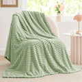 BEDELITE Fleece Blanket - 3D Jacquard Decorative Sage Green Throw Blankets for Couch & Bed, Soft and Cozy Warm Plush Fluffy Blanket All Seasons Suitable, 50x60Inches