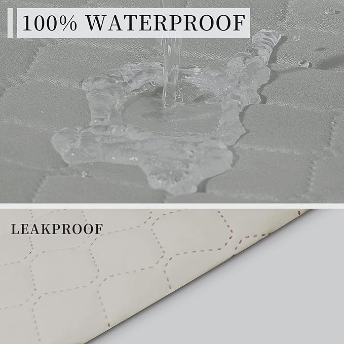 ISSUNTEX Double Protection 100% Waterproof Recliner Covers for Living Room, Reversible Furniture Protector Recliner Couch Sofa Slipcover for Dogs, Pets, Kids (Recliner, Light Gray/Ivory)