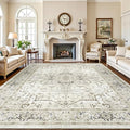 Lofus 8x10 Area Rugs for Living Room, Washable Area Rug, Rugs for Bedroom, Kitchen, Vintage Boho Carpet, Soft Non-Slip, Low Pile Large Area Rug for Office Dining Room, Beige and Brown