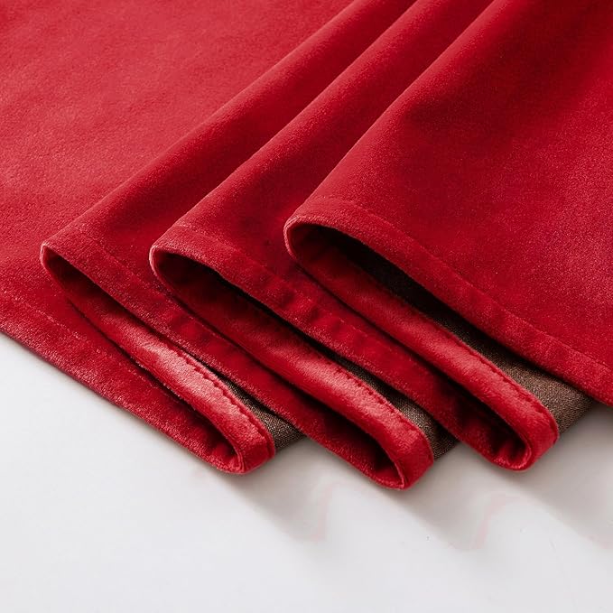 MIULEE Christmas Red Velvet Curtains Elegant Grommet Curtains Thermal Insulated Soundproof Room Darkening Black Out Drapes for Classical Living Room Bedroom Decor 52 x 96 Inch Length Set of 2