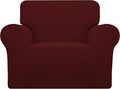 Easy-Going Stretch Chair Sofa Slipcover 1-Piece Couch Sofa Cover Furniture Protector Soft with Elastic Bottom for Kids, Pet. Spandex Jacquard Fabric Small Checks (Chair, Wine)