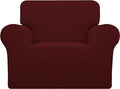 Easy-Going Stretch Oversized Chair Sofa Slipcover 1-Piece Couch Sofa Cover Furniture Protector Soft with Elastic Bottom for Kids Spandex Jacquard Fabric Small Checks Wine