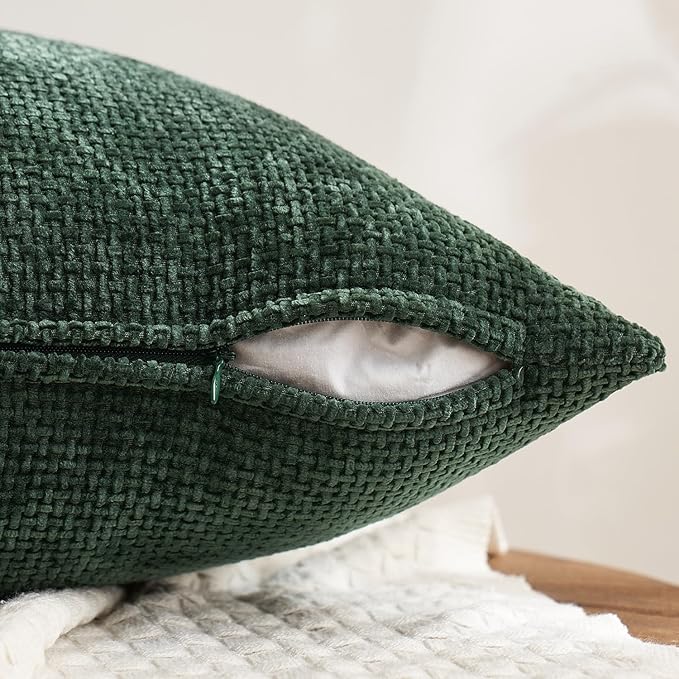 MIULEE Pack of 4 Couch Throw Pillow Covers 16x16 Inch Green Forest Soft Decorative Chenille Pillow Covers Farmhouse Accent Cushion Covers for Boho Home Decor Spring Sofa Bedroom Living Room