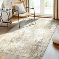 Washable Area Rugs 3'x5' Non-Slip Modern Abstract Soft for Living Room Entryway Bedroom Nursery, Print Pattern, Neutral Brown Gray
