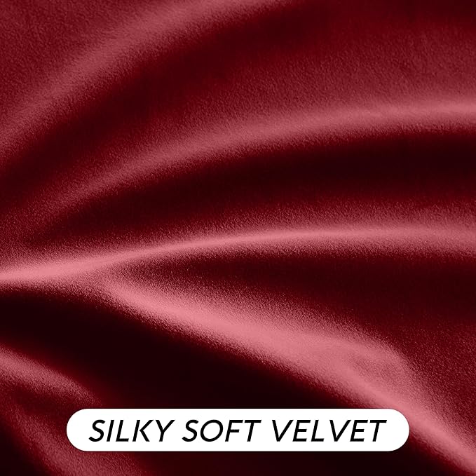RYB HOME Red Velvet Curtains 84 inches- Room Darkening Curtains Heavy Duty Christmas Backdrops Window Drapes for Living Room Stage Party Decor, Width 52 x Length 96 inch, Red, 2 Panels