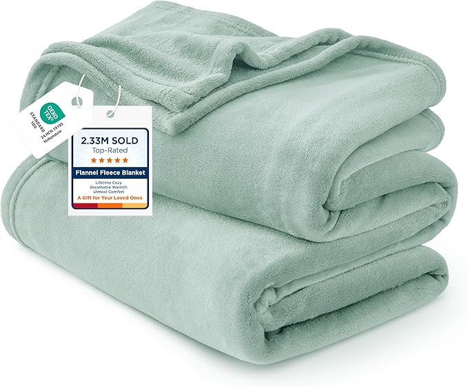 Bedsure GentleSoft Fleece Blanket California King Sage Green - Lightweight Plush Fuzzy Cozy Soft Bed Blankets, 102x96 inches