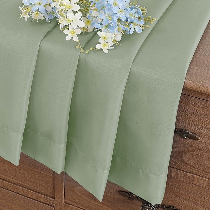 Sage Green Sheer Curtains Tier 30 Inches Length 2 Panels, Light Filtering Lightweight Soft Window Treatments Drapes, Cute Elegant Cafe Curtains for Nursery, Dual Rod Pocket, 2x42Wx30L Inches