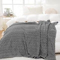 Puncuntex Grey Throw Blanket 90"×90" inches Fuzzy 3D Jacquard Decorative Flannel Fleece Super Soft Plush Cozy Blanket for Couch Sofa Chair Lightweight