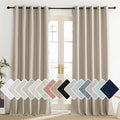 NICETOWN Oatmeal Vintage Open Linen Weave Flax Thermal Curtains, 100% Blackout Curtains 84" Long for Dining Room, Soundproof Window Treatment Drapes for Dining Room, 62" Wide Per Panel, Set of 2