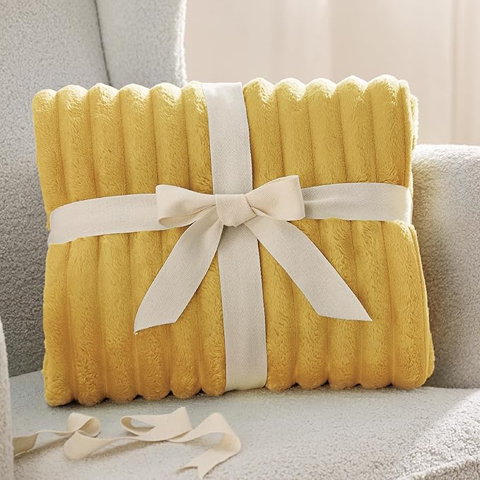 Bedsure GentleSoft Yellow Full Blanket for Couch - Cozy Soft Blankets for Women, Cute Small Fleece Throws for Girls, Birthday Gifts for Women Decor Gifts for Mom, 84x90 Inches