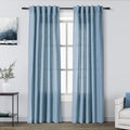 Blue Linen Blend Drapes 84 Inch Length 2 Panels Set Back Tab Rod Pocket Light Filtering Semi Sheer Textured Dusty Blue Vertical Curtains Boho Farmhouse Decor Curtains for Living Room Bedroom 40x84