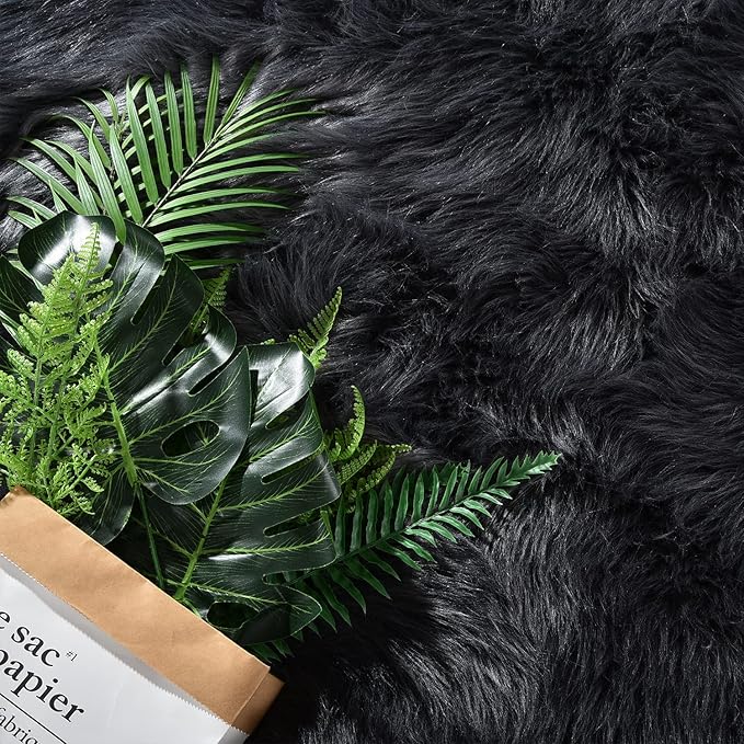Latepis 4x6 Shag Dark Grey Faux Fur Sheepskin Rug Bedside Plush Rugs Washable Fluffy Rug for Bedroom Dorm Luxury Home Décor, Rectangle