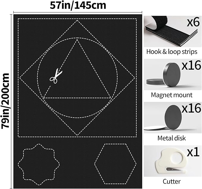 BKSAI 100% Blackout Window Cover, Portable Magnetic Black Out Curtains for Window, Black Out Shades No Drill Cuttable Blackout Blinds for Bedroom, RV, Nursery, Media Room, 79x57 inch