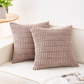 Pack of 2 Corduroy Decorative Throw Pillow Covers 26x26 InchSoft Striped Pillow Covers Modern Farmhouse Home Decor for Sofa Living Room Couch Bed（Light Brown）