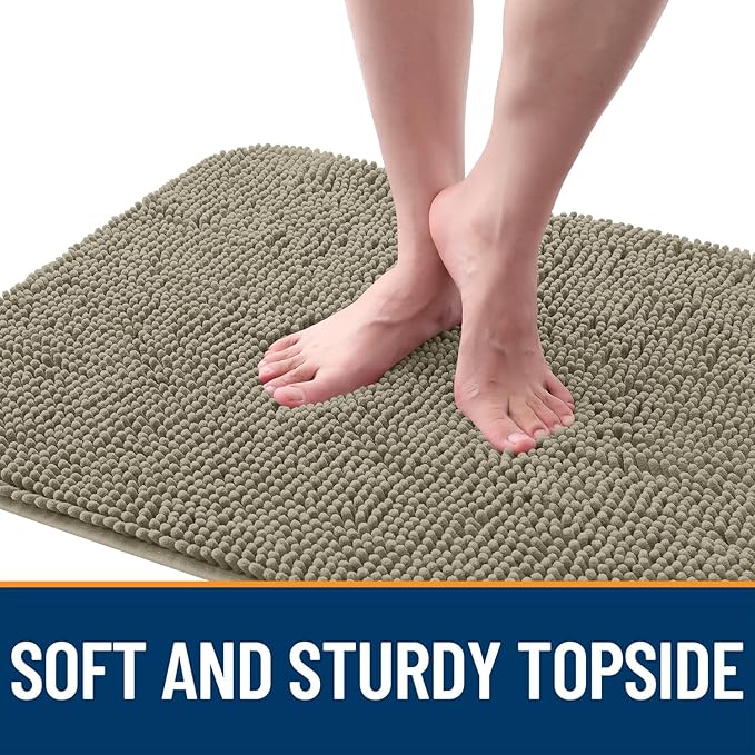 OLANLY Dog Door Mat for Muddy Paws 59x32, Absorbs Moisture and Dirt, Absorbent Non-Slip Washable Doormat, Quick Dry Chenille Mud Mat, Entry Indoor Entryway Carpet for Inside Floor, Warm Taupe
