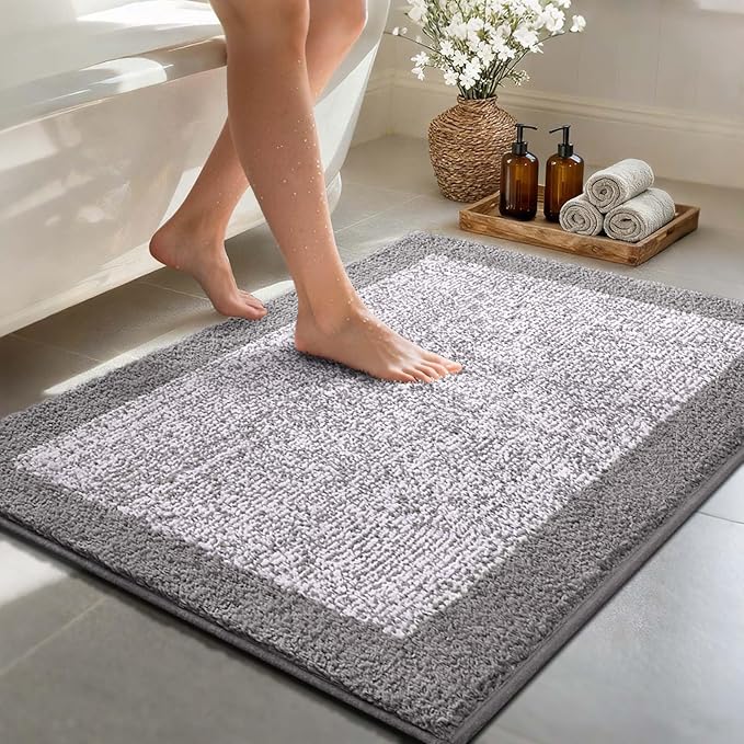 48x32 Large Bathroom Rugs Washable Non Slip, Light Grey Bath Mat for Bathroom Floor Tub, Soft Absorbent Quick Dry Mats for Shower, Bathtub,Home Decor
