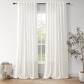 Nanspring Neutral Linen Curtains 108 Inches Long for Living Room Linen Sheer Curtain Back Tab Coastal Modern Farmhouse Floor to Ceiling Drapes for Bedroom Office High Window 52x108, 2 Panels