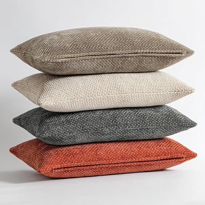 MIULEE Pack of 2 Fall Burnt Orange Decorative Pillow Covers 16x16 Inch Soft Chenille Couch Throw Pillows Farmhouse Cushion Covers for Home Decor Sofa Bedroom Living Room