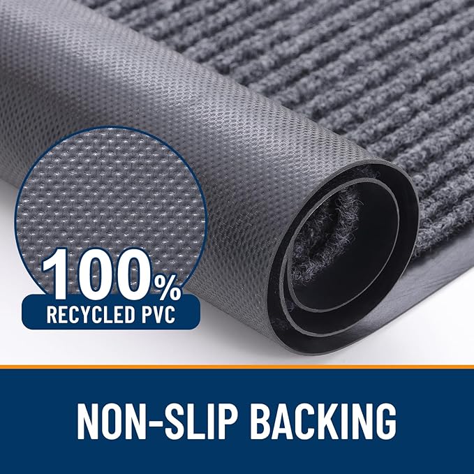 OLANLY Front Door Mat Indoor Outdoor Entrance, Waterproof Heavy Duty Doormat, Fade Resistant, Low Profile, Easy Clean Patio Porch Welcome Floor Mats for Entry, 71x30, Grey