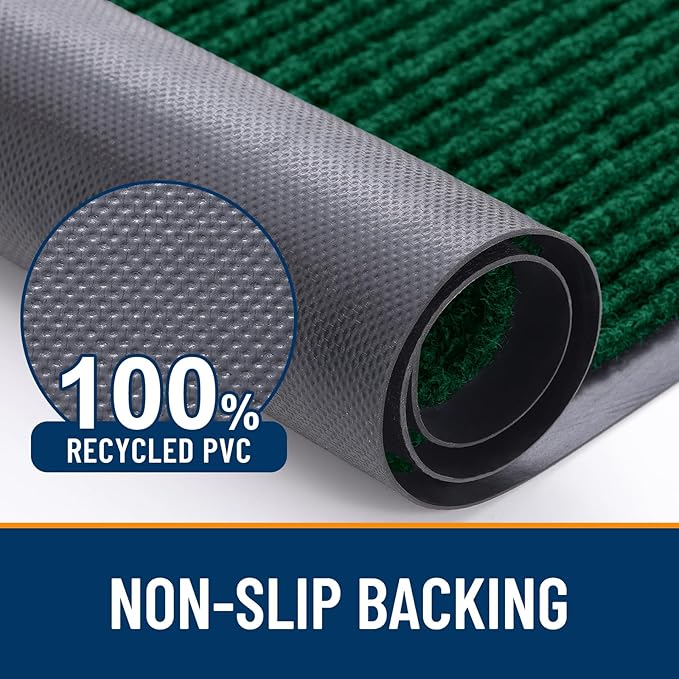 OLANLY Front Door Mat Indoor Outdoor Entrance, Waterproof Heavy Duty Doormat, Fade Resistant, Low Profile, Easy Clean Patio Porch Welcome Floor Mats for Entry, 35x30, Green