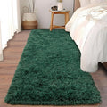 Soft Runner Rugs for Bedroom Hallways, 2x6 Green Fluffy Shag Throw Area Rug Non Slip for Bedside Dorm, Long Shaggy Furry Carpet for Nursery Living Room