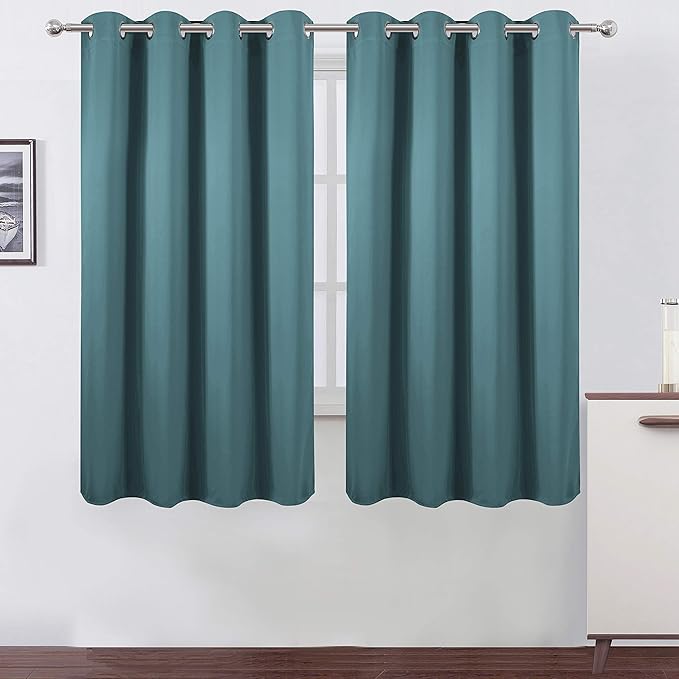 LEMOMO Sea Teal Thermal Blackout Curtains/52 x 63 Inch/Set of 2 Panels Room Darkening Curtains
