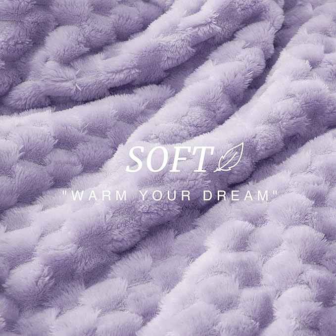 EXQ Home Fleece Throw Blanket for Couch or Bed - 3D Imitation Turtle Shell Jacquard Decorative Blankets - Cozy Soft Lightweight Fuzzy Flannel Blanket Suitable for All Seasons(50"×60",Light Purple)