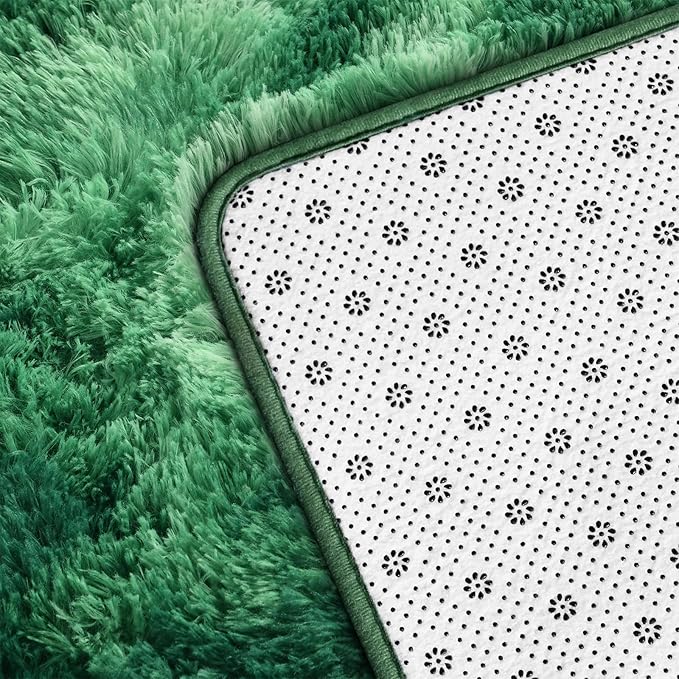 Deerhoo Large Shag Area Rugs 5 x 8, Plush Fuzzy Rugs for Living Room, Ultra Soft Fluffy Furry Rug for Bedroom, Indoor Carpet Nursery Rugs for Kids Room Home Decor, Tie-Dyed Emerald Green